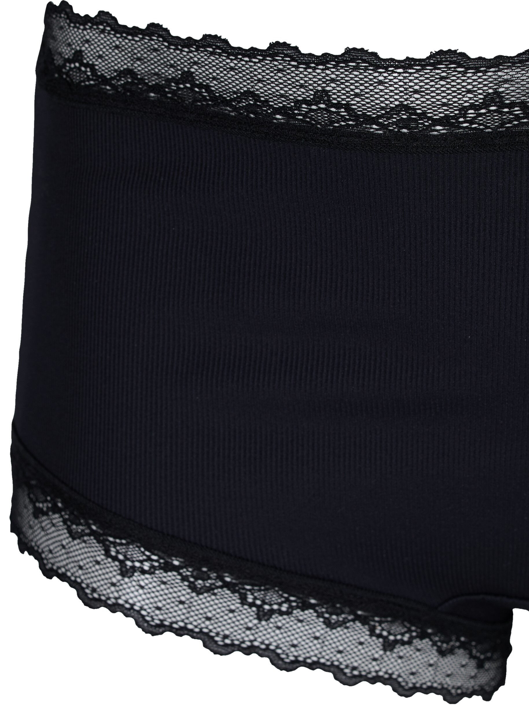 Zizzifashion High waisted hipster brief with lace, Black, Packshot image number 2