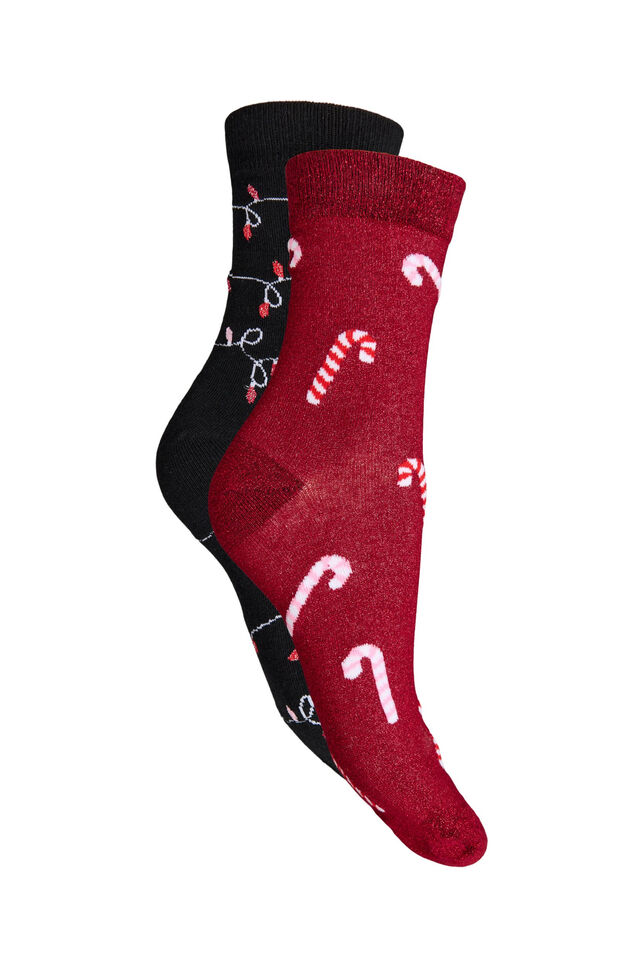 2-pack Christmas socks, Red, Packshot image number 1