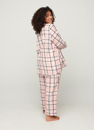 Checked cotton pyjama bottoms, Rose Smoke check, Model image number 0