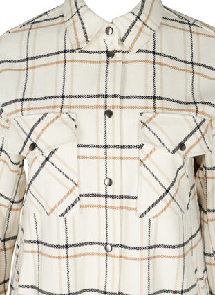 Long checkered shirt jacket, Snow White CHECK, Packshot image number 3