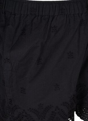 Cotton shorts with pockets and broderie anglaise, Black, Packshot image number 2