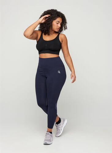 Cropped sports leggings with mesh, Night Sky, Model image number 0