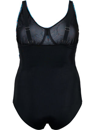 Swimsuit with underwire and adjustable straps, Black Ditsy Print, Packshot image number 1