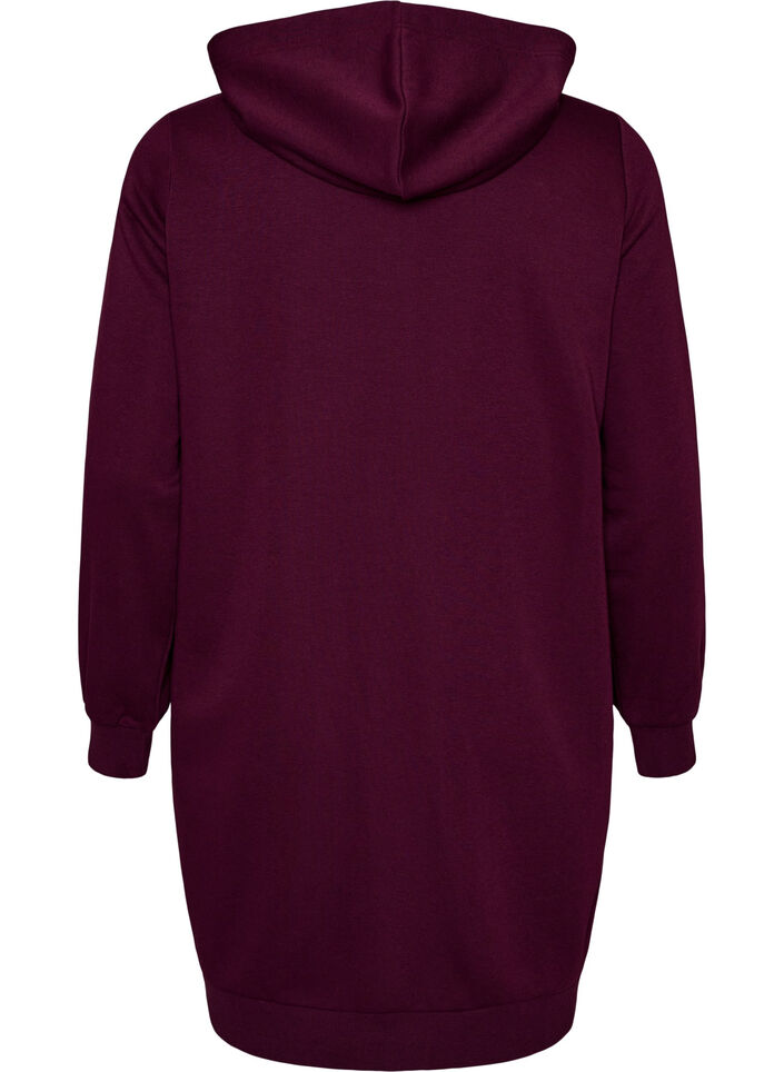Long hoodie with zip and pockets, Purple, Packshot image number 1