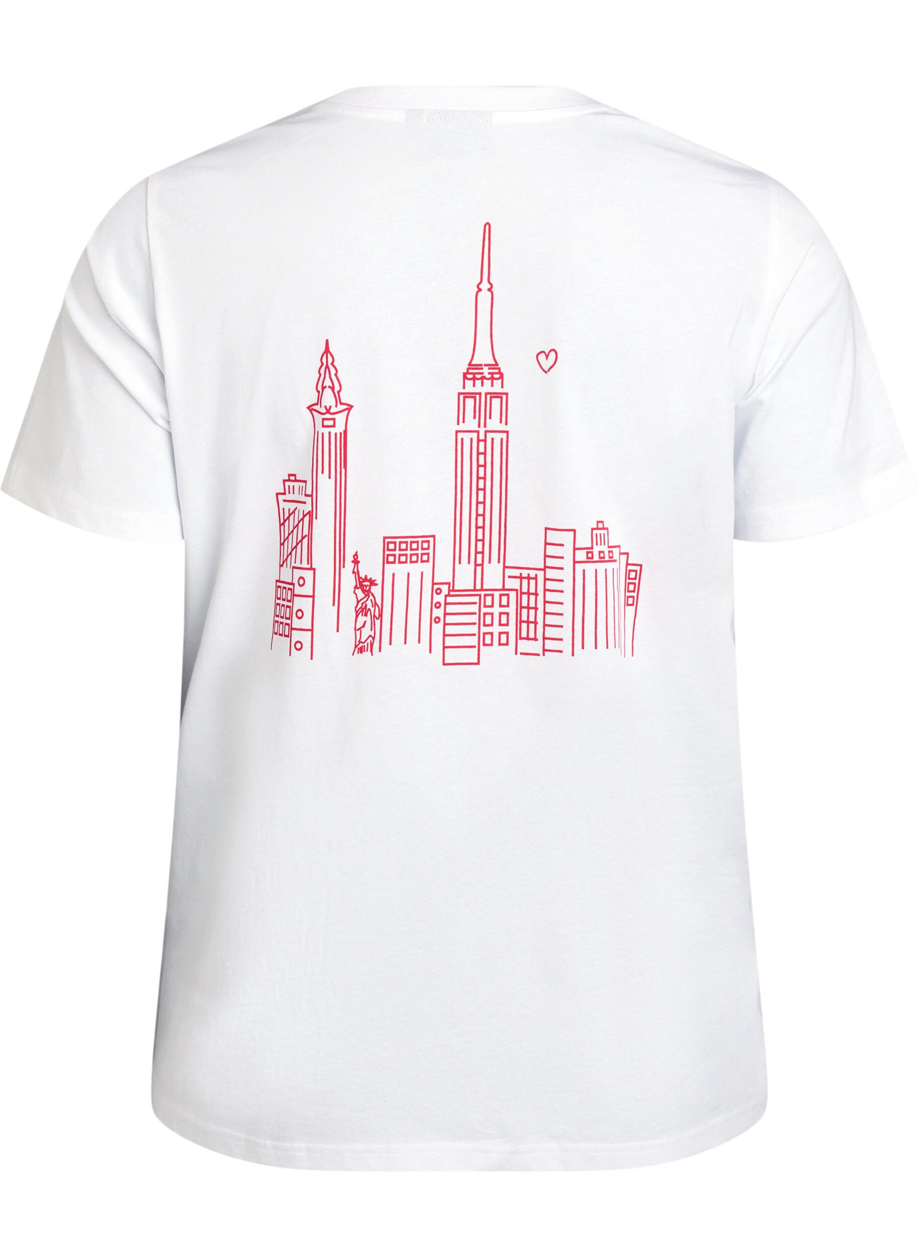 Zizzifashion T-shirt with text print and round neck, White, Packshot image number 1