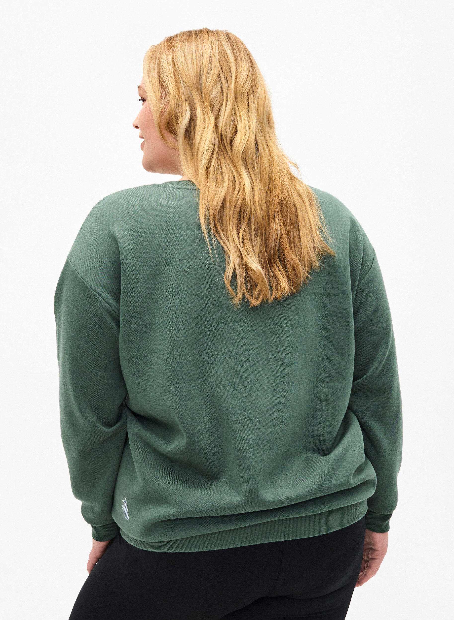 Zizzifashion Sweatshirt with terry text, Green, Model image number 2