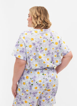 Oversize pyjama t-shirt with print, Lavender Blue AOP, Model image number 1