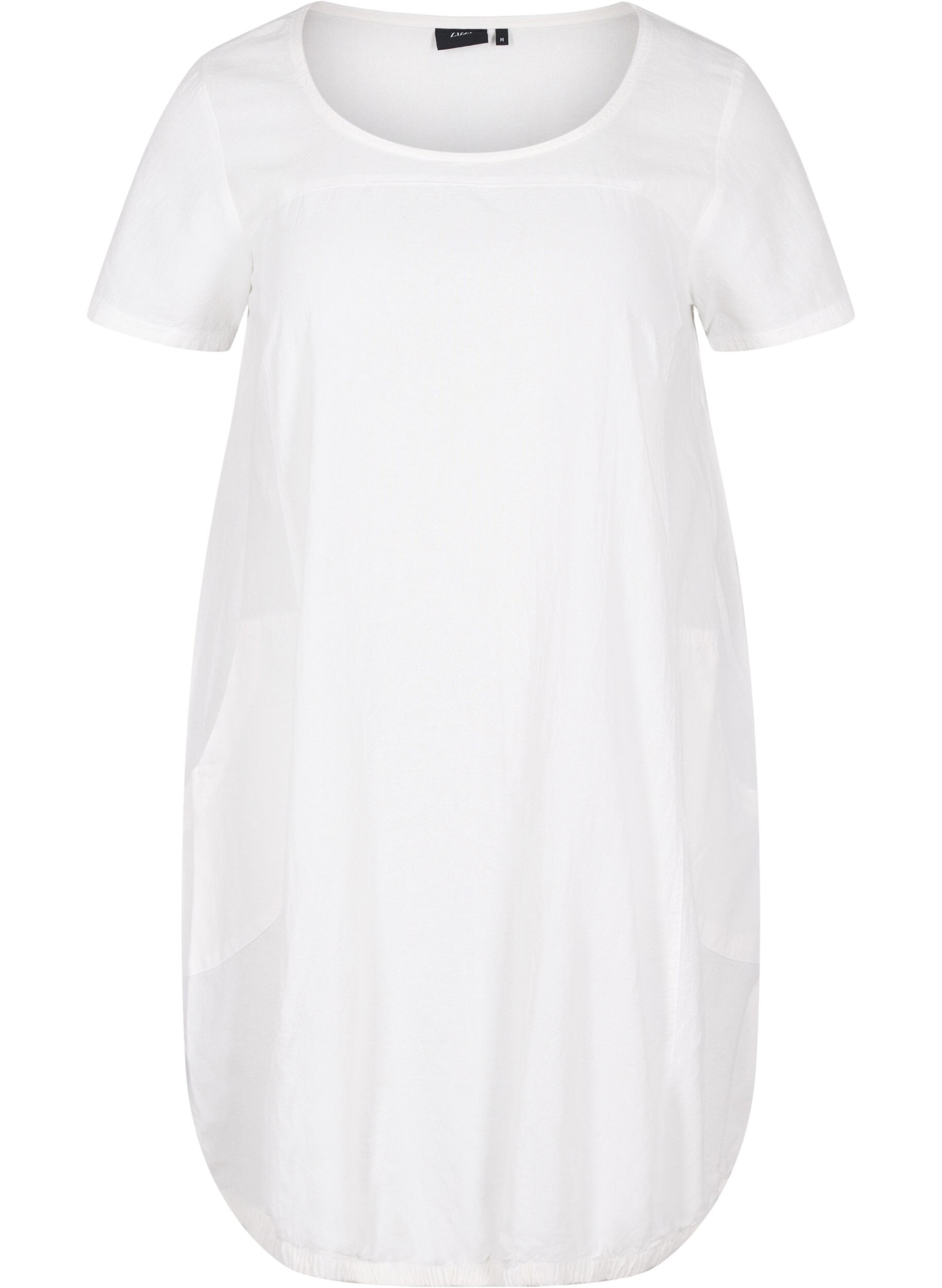 Zizzifashion Short-sleeved cotton dress, White, Packshot image number 0