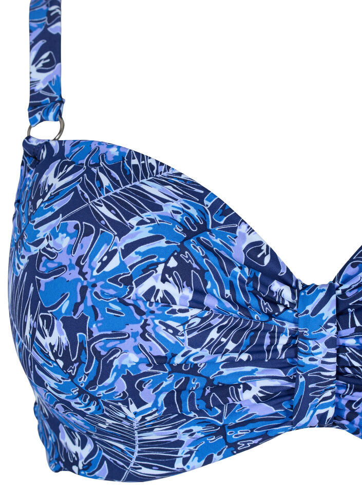 Underwire bikini bra with pattern, Blue, Packshot image number 2