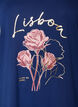 Cotton T-shirt with front print and V-neck, Blue, Packshot image number 2
