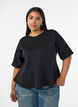 Peplum blouse with elbow-length sleeves, Black, Model image number 0