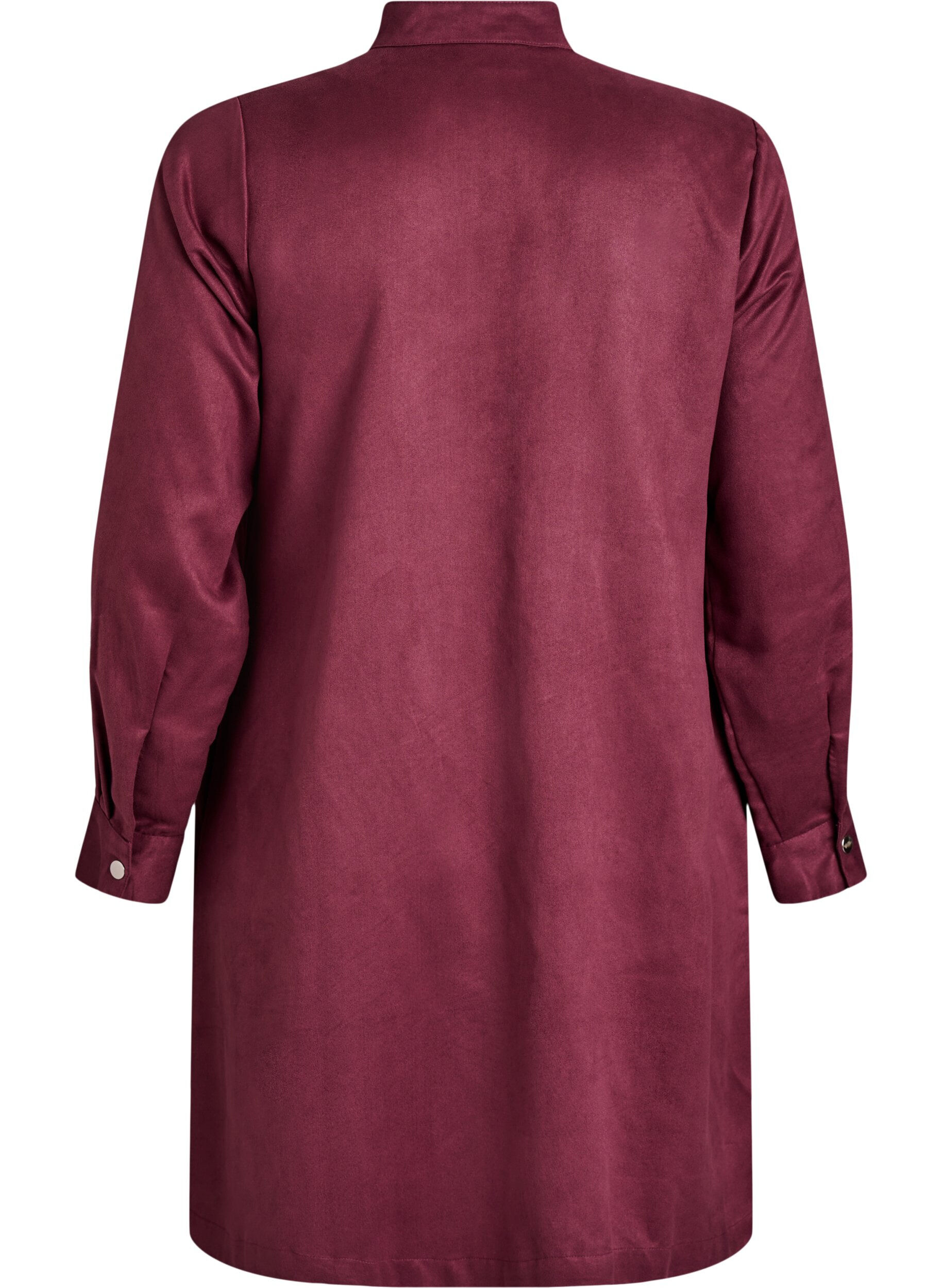Zizzifashion Long shirt in faux suede with zipper, Red, Packshot image number 1
