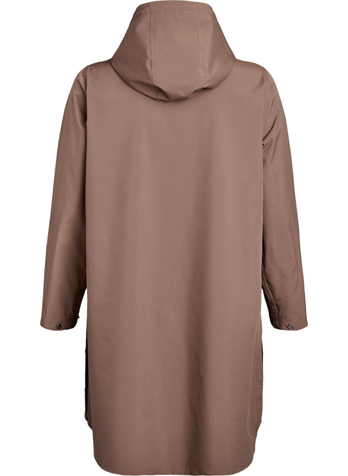Rain jacket with pockets and hood, Brown, Packshot image number 1
