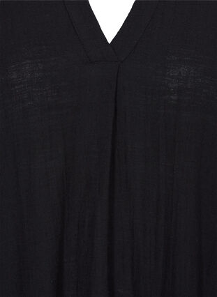 Cotton tunic with a v-neck, Black, Packshot image number 2