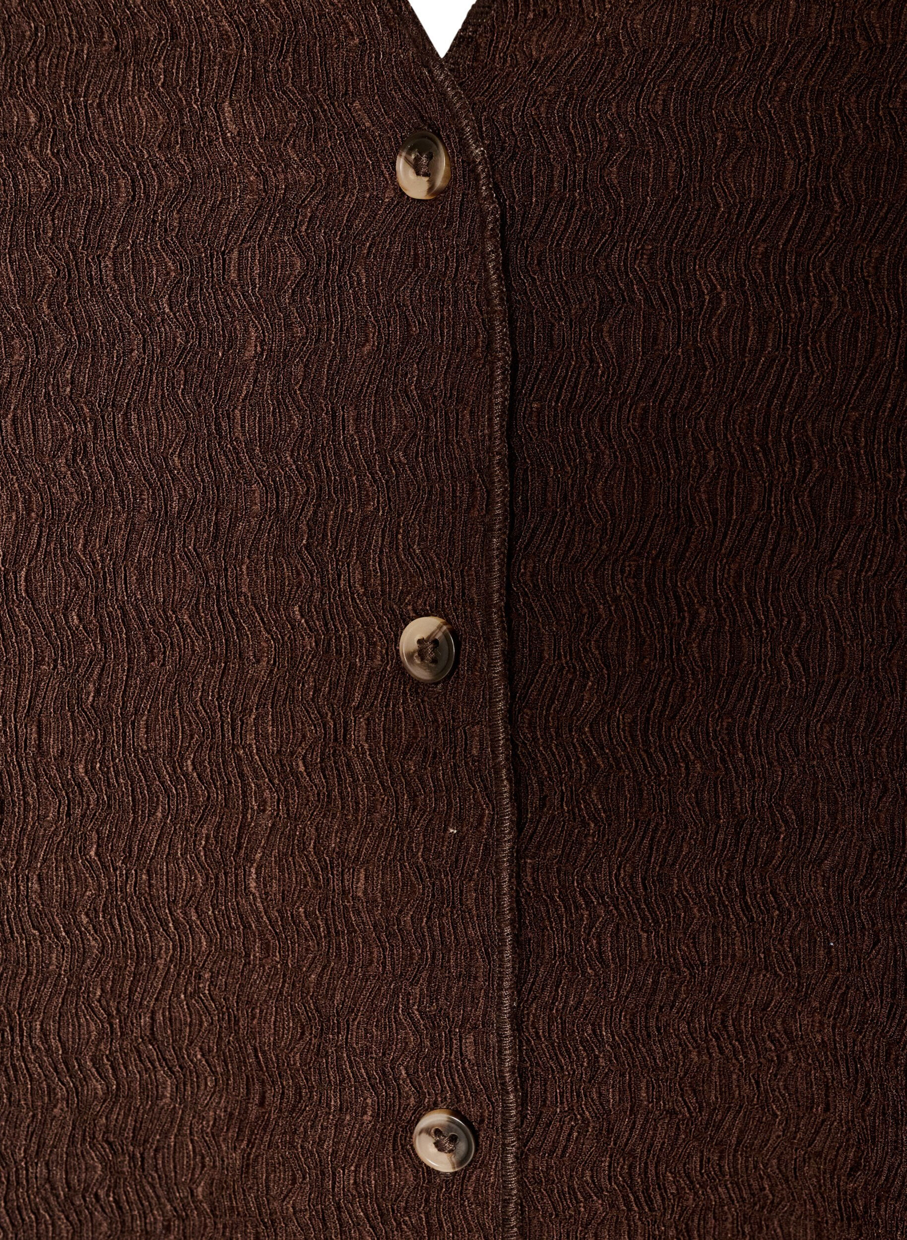 ZizzifashionSleeveless top with a wavy texture and button fastening, Brown, Packshot image number 2