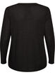 Jersey blouse with ribbed structure and long sleeves, Black, Packshot image number 1