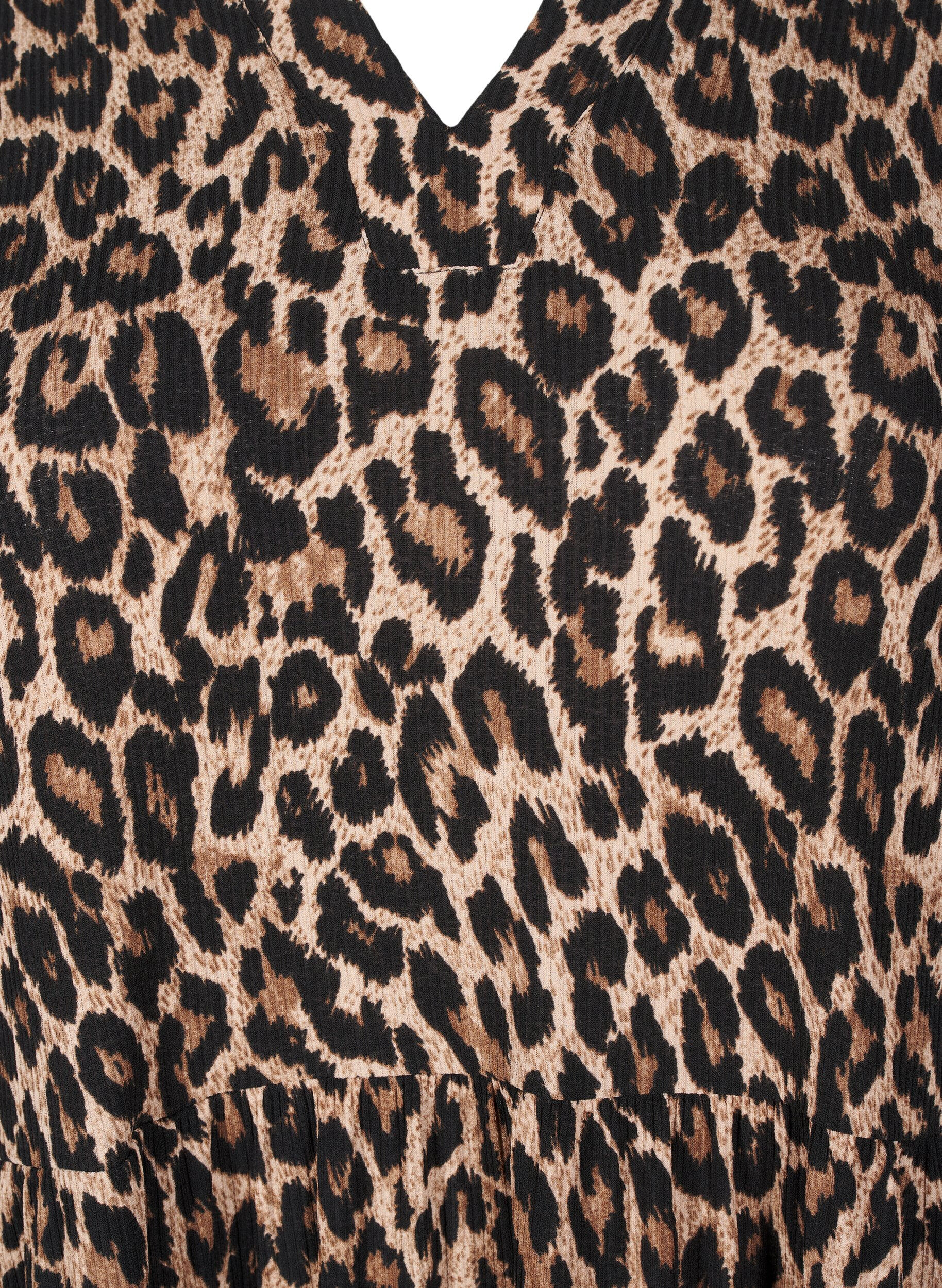 Zizzifashion Short A-line dress with leopard print, Brown, Packshot image number 2