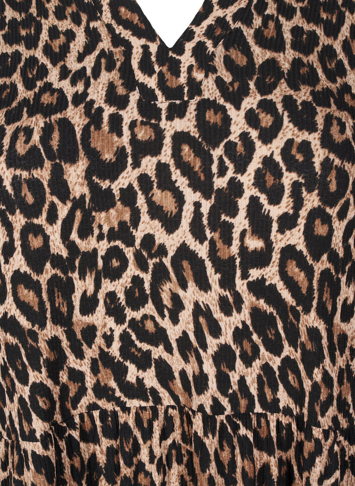 Short A-line dress with leopard print, Brown, Packshot image number 2