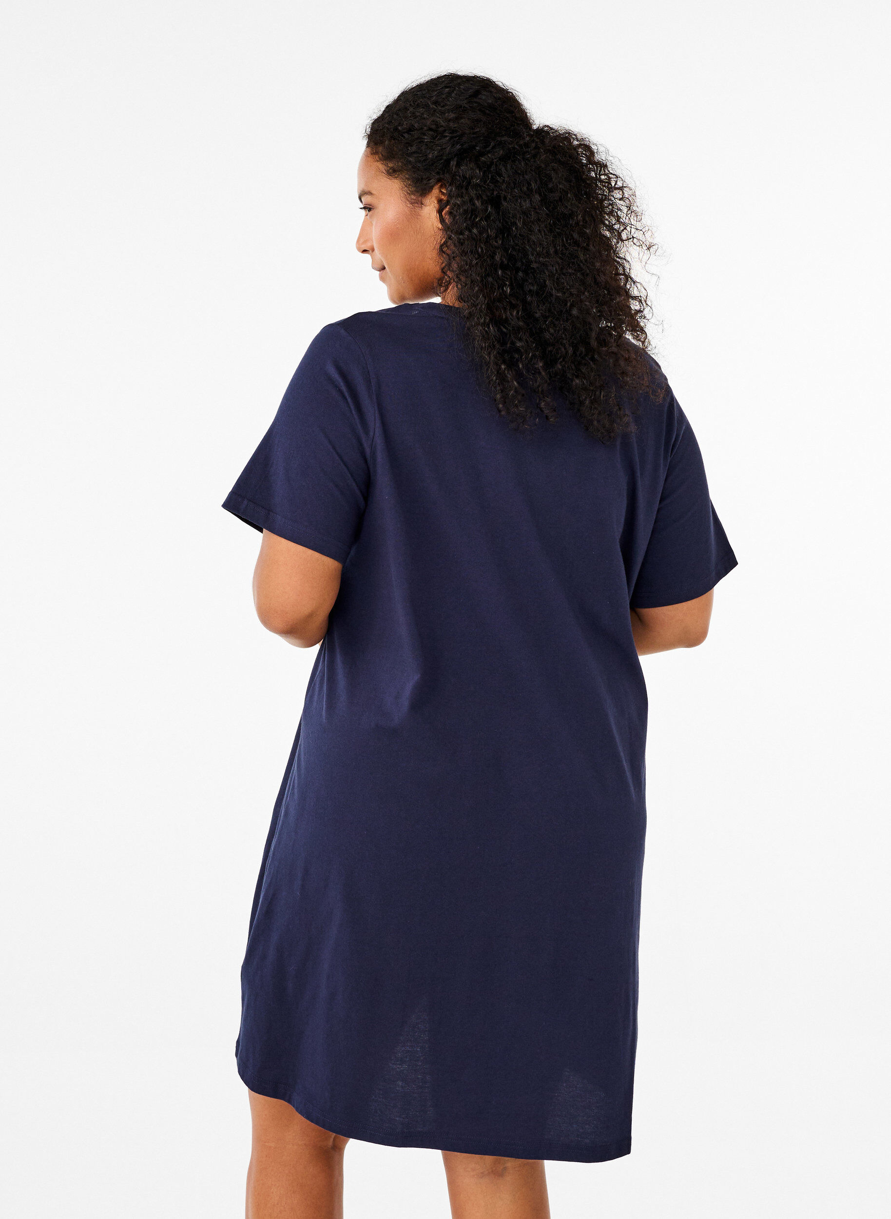 Zizzifashion Organic cotton nightgown with v-neck, Blue, Model image number 2