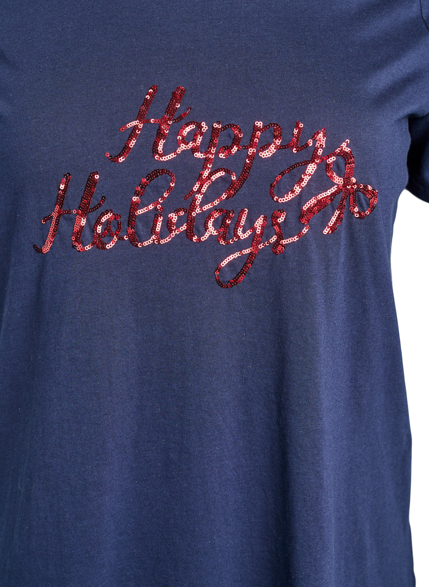 Zizzifashion Christmas t-shirt in organic cotton, Blue, Packshot image number 2