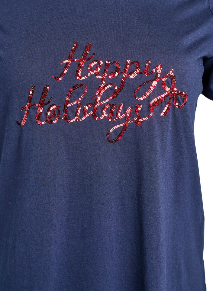 Christmas t-shirt in organic cotton, Blue, Packshot image number 2