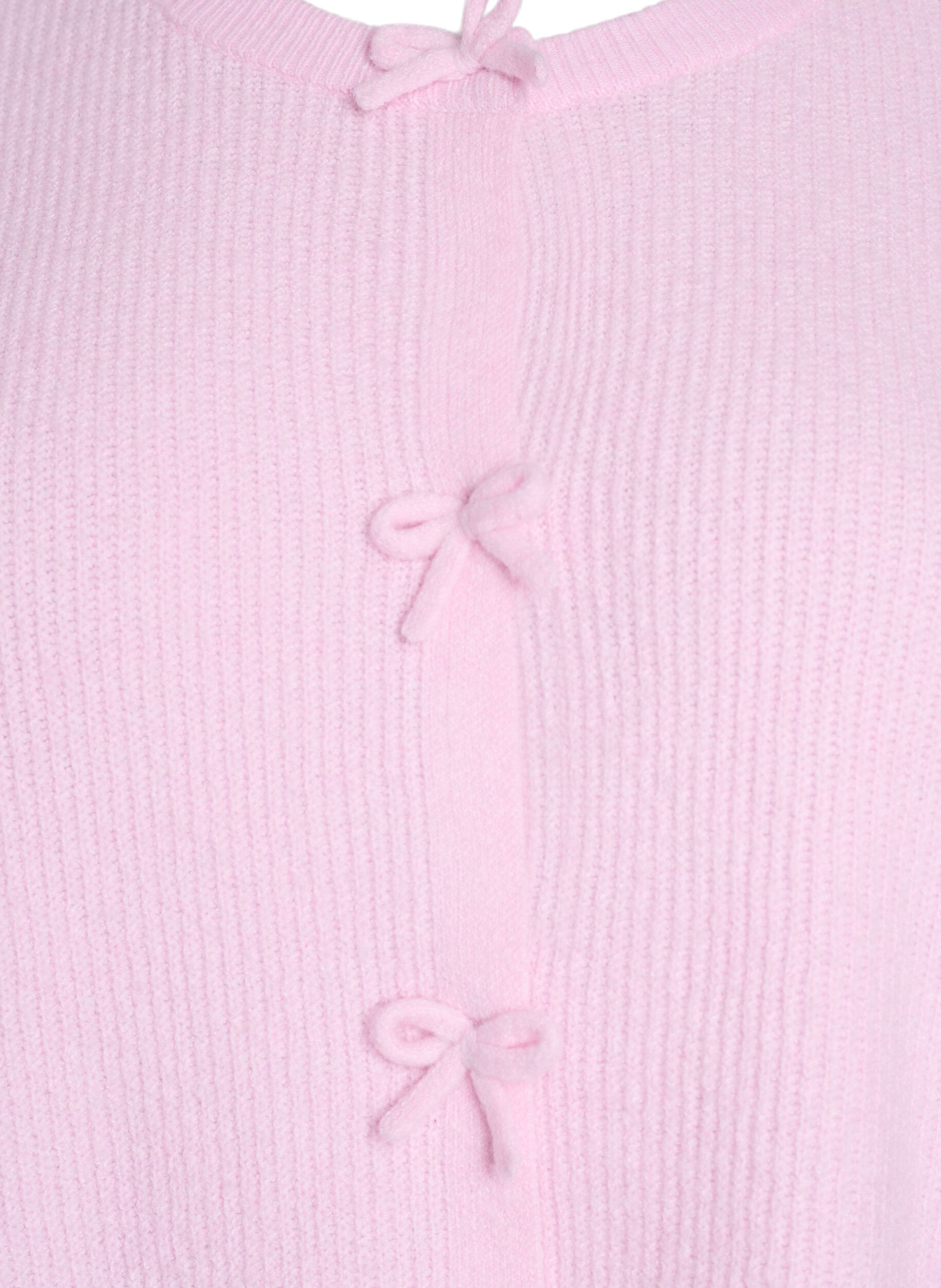 Zizzifashion Short-sleeved knit cardigan with bows, Pink, Packshot image number 2
