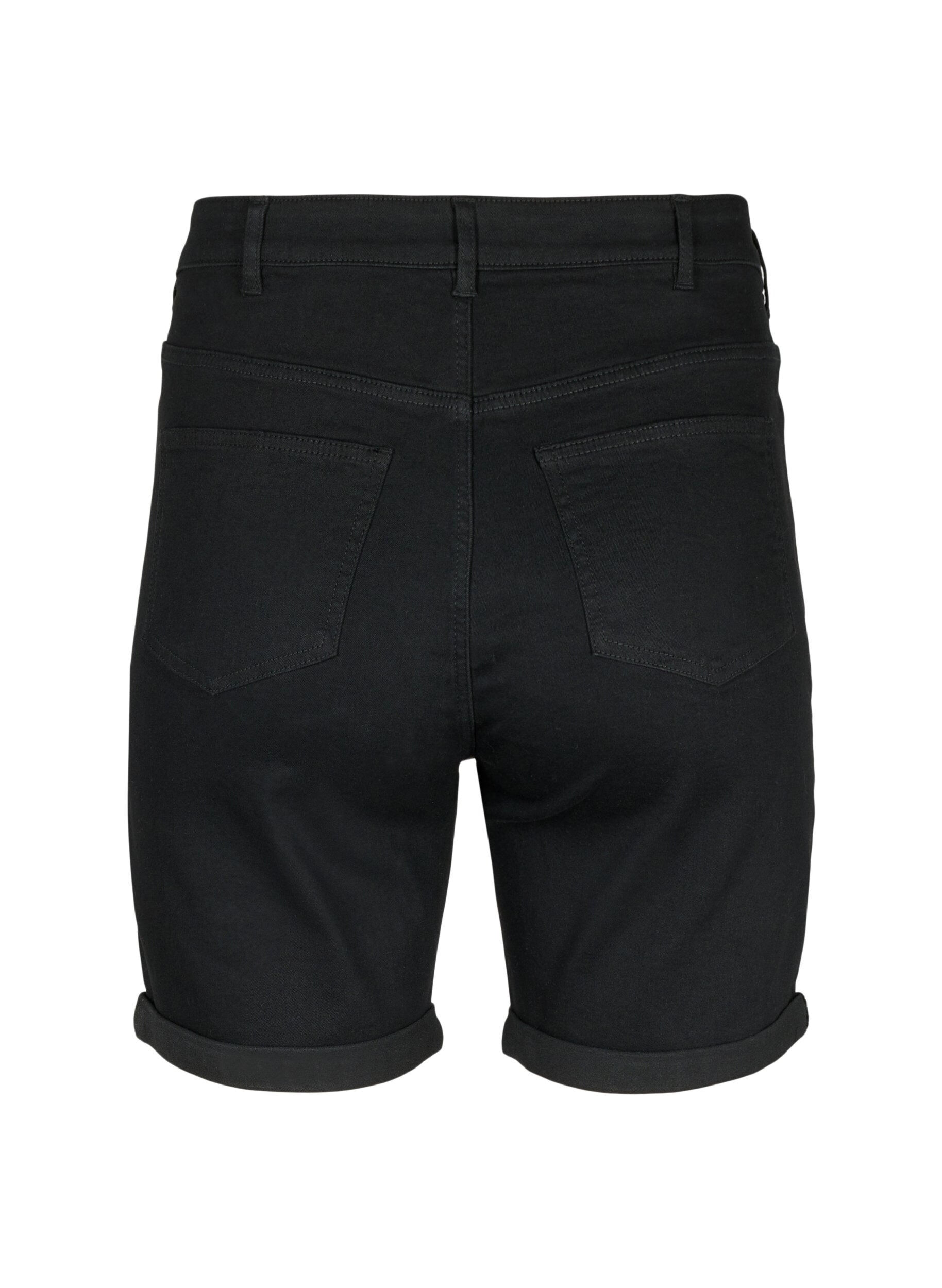 Zizzifashion Tight fitting denim shorts with a high waist, Black, Packshot image number 1