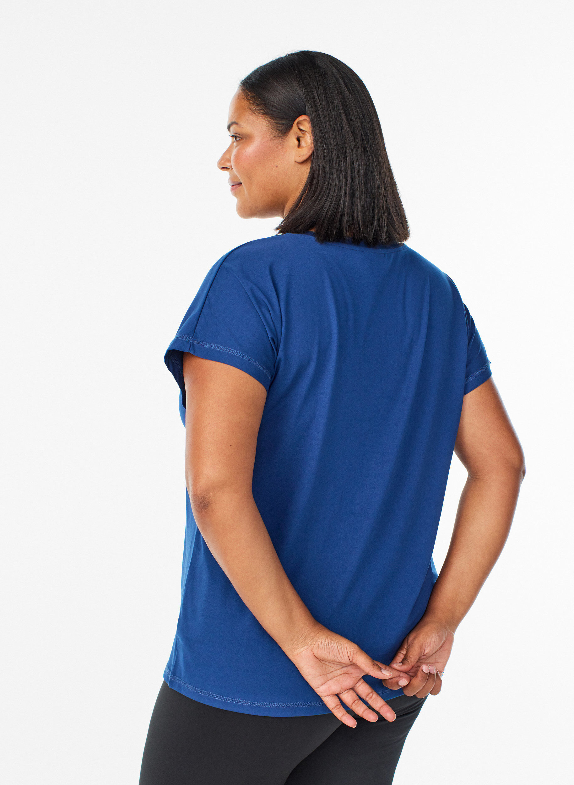 ZizzifashionLoose training t-shirt with v-neck, Blue, Model image number 2