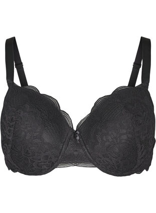 Lace Alma bra with underwiring, Black, Packshot image number 0