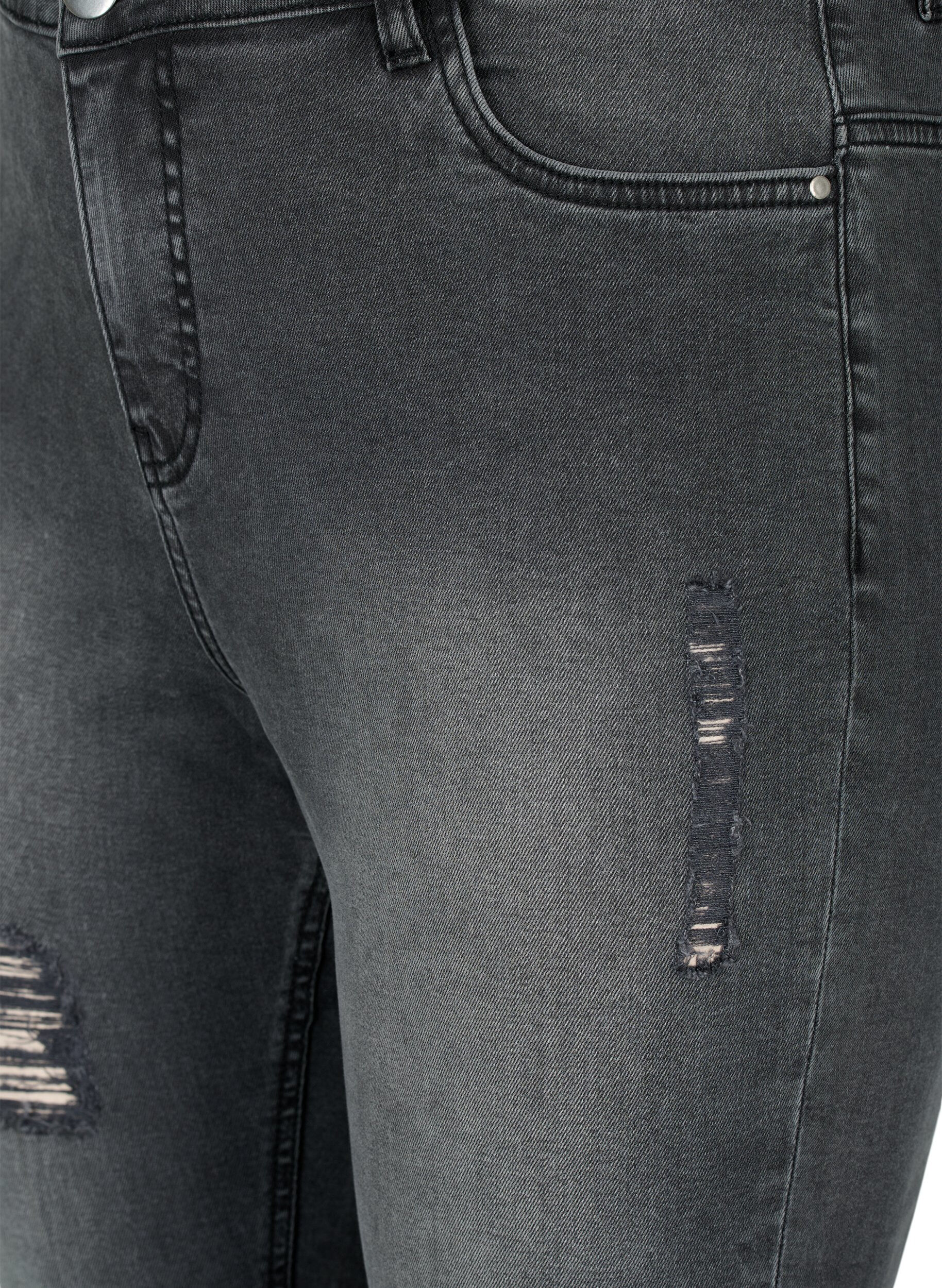 Zizzifashion Tight-fitting jeans with rip details, Grey Denim, Packshot image number 2