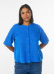 Short-sleeved knit cardigan with shiny ball buttons, Light Blue, Model image number 0
