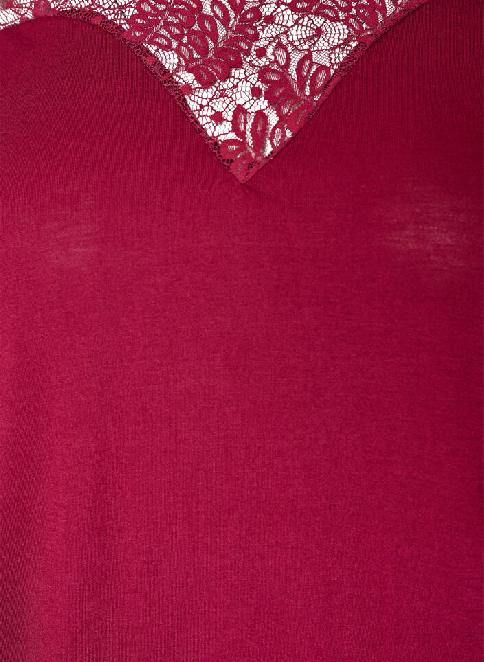 Blouse with lace insert and balloon sleeves, Red, Packshot image number 2