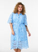 Shirt dress in broderie anglaise with a tie-belt, Blue, Model image number 0