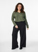 Long-sleeved t-shirt with V-neck and buttons, Green, Model image number 1