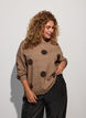 Knitted blouse with a dotted pattern, Brown, Model image number 0