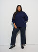 Ribbed jumper with puff sleeves and buttons, Blue, Model image number 1