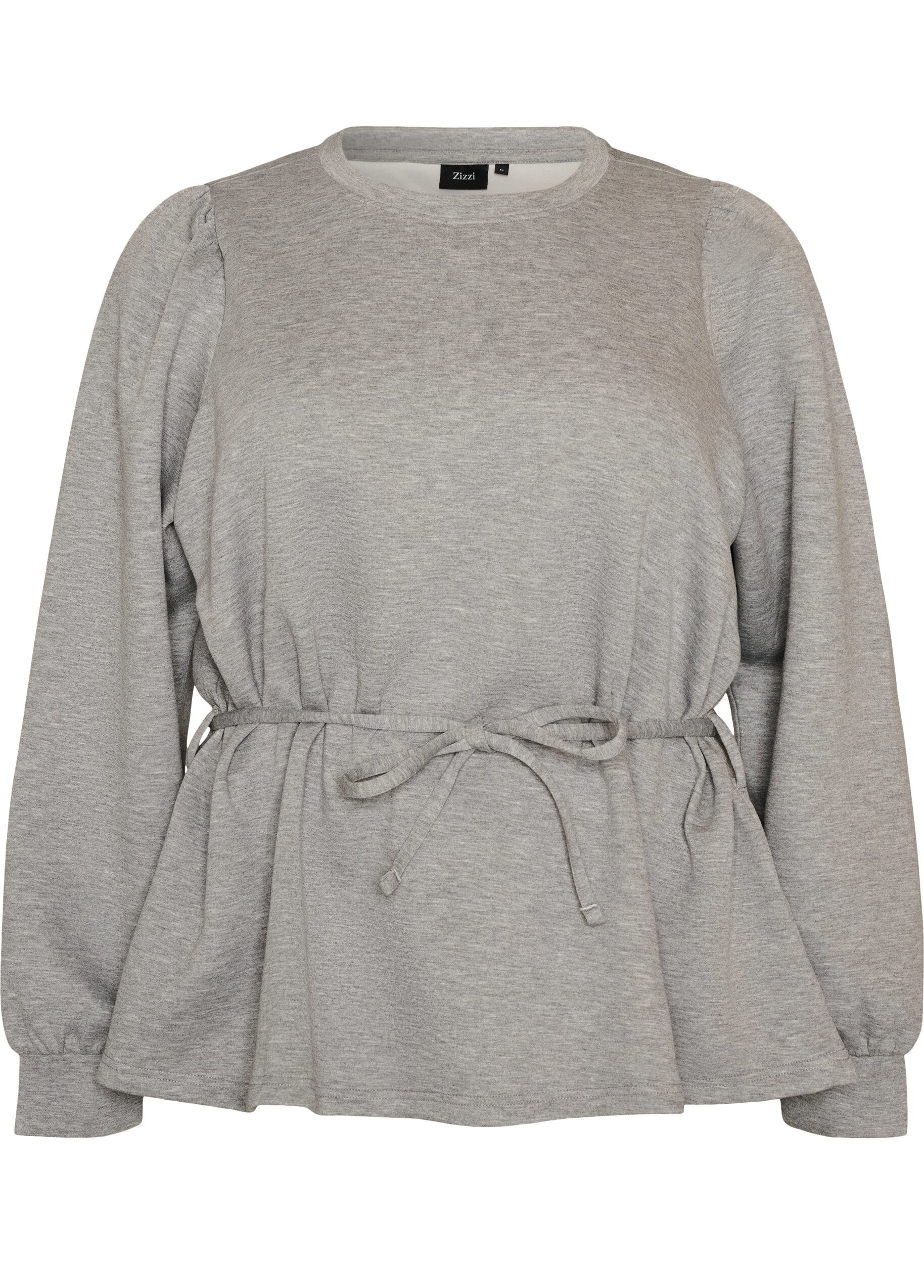 ZizzifashionBlouse with tie and puff sleeves, Grey, Packshot image number 0