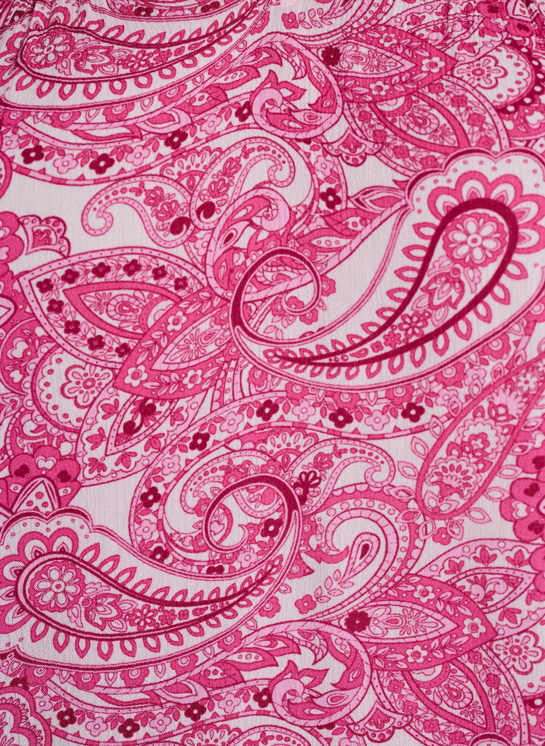 Zizzifashion Patterned viscose blouse with ruffle details, Pink, Packshot image number 2