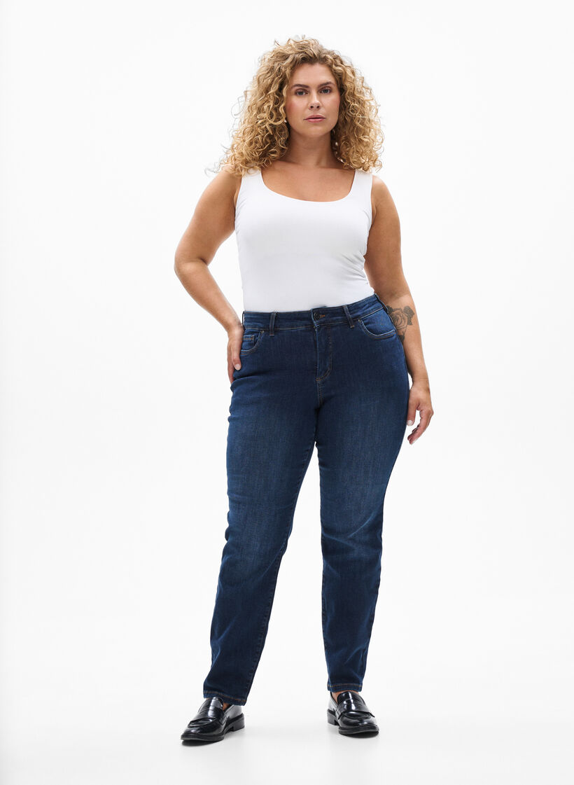 Slim fit jeans with a regular waist, Dark Blue, Model image number 0