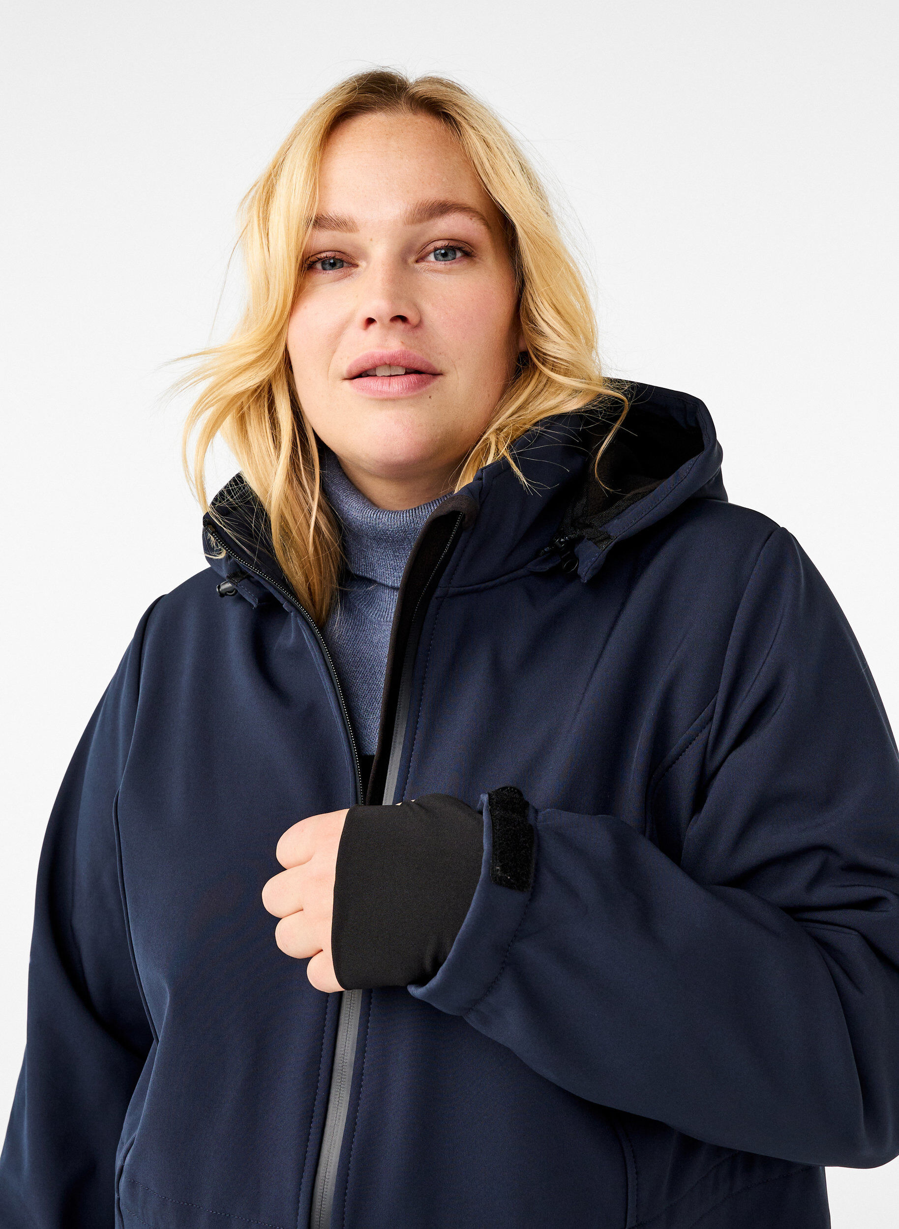 ZizzifashionSoftshell jacket with detachable hood, Blue, Model image number 3