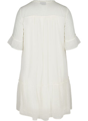 Dress with ruffles and a-line cut, Beige as sample, Packshot image number 1