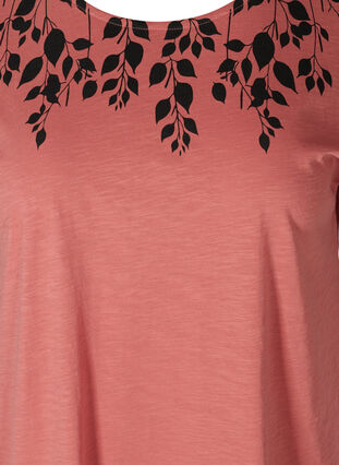 Cotton t-shirt with print details, Canyon Rose LEAF, Packshot image number 2