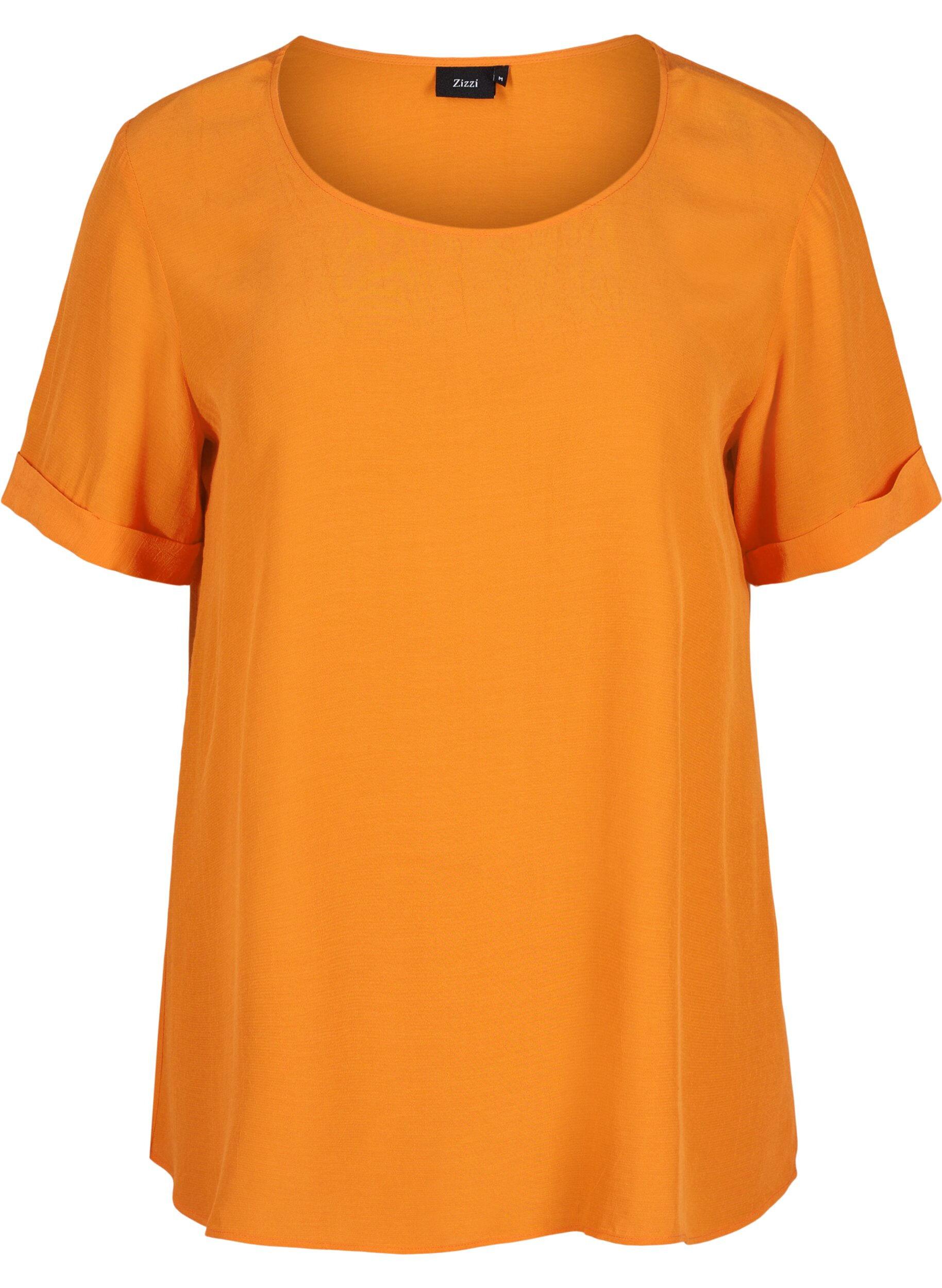 Zizzifashion Short-sleeved viscose blouse, Orange Peel, Packshot image number 0