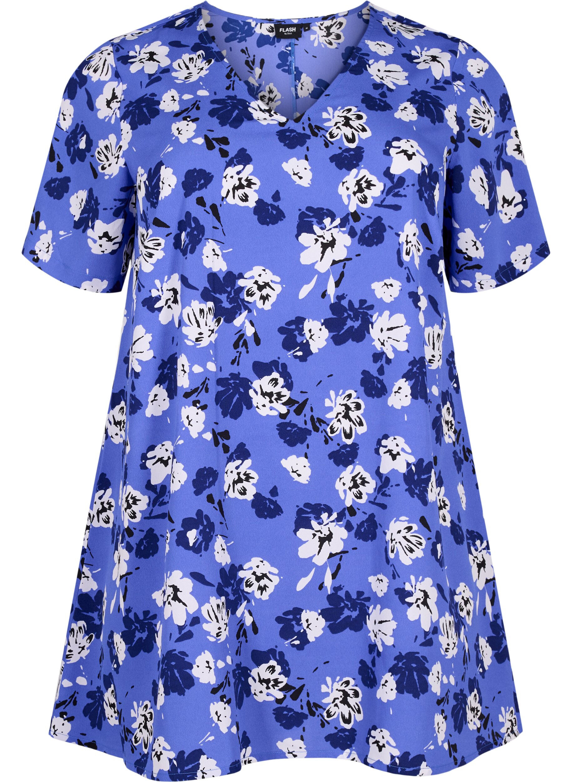Zizzifashion FLASH - Tunic with v neck and print, Amparo Blue Flower, Packshot image number 0