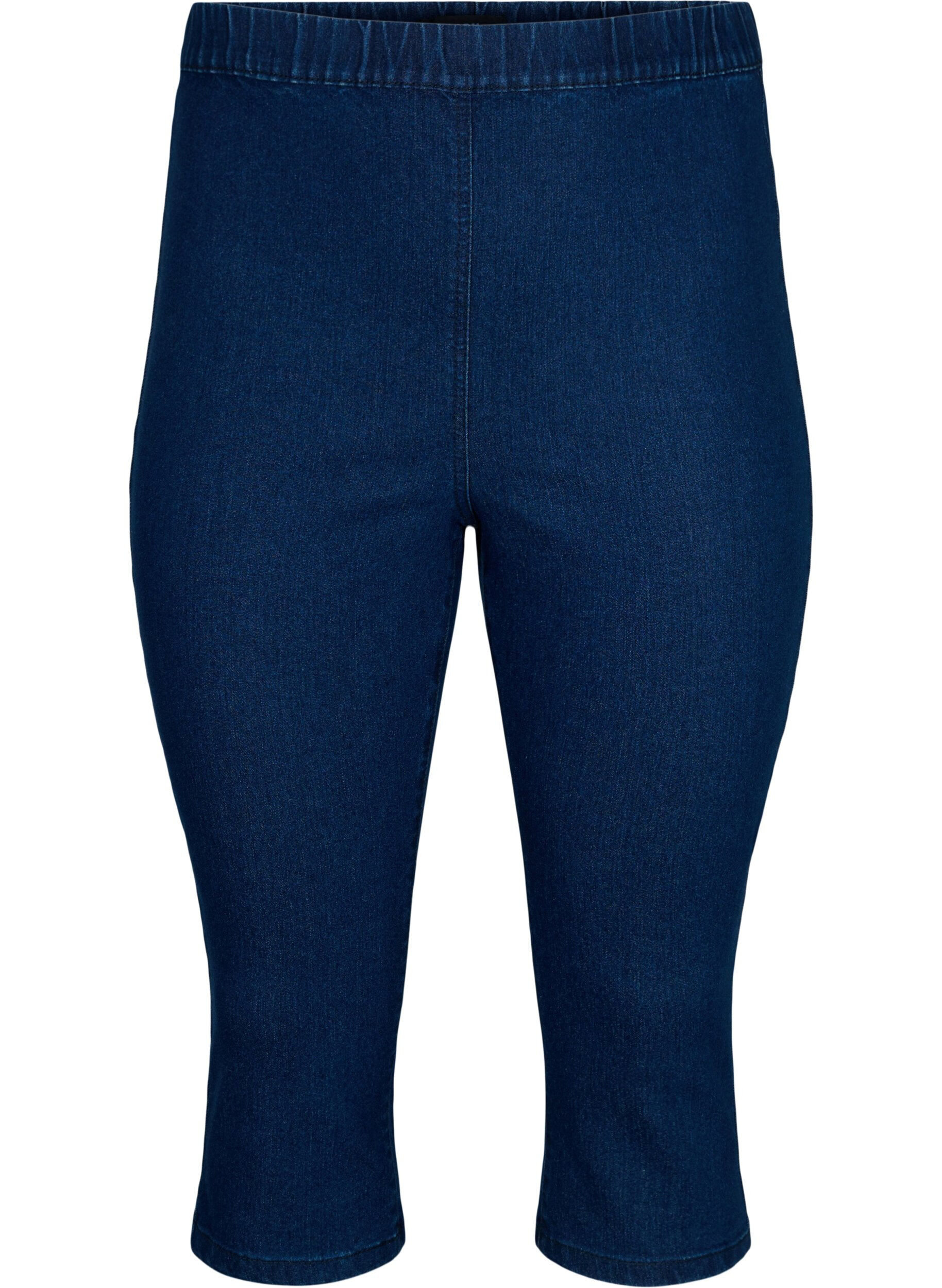 FLASH - High waisted denim capri trousers with slim fit