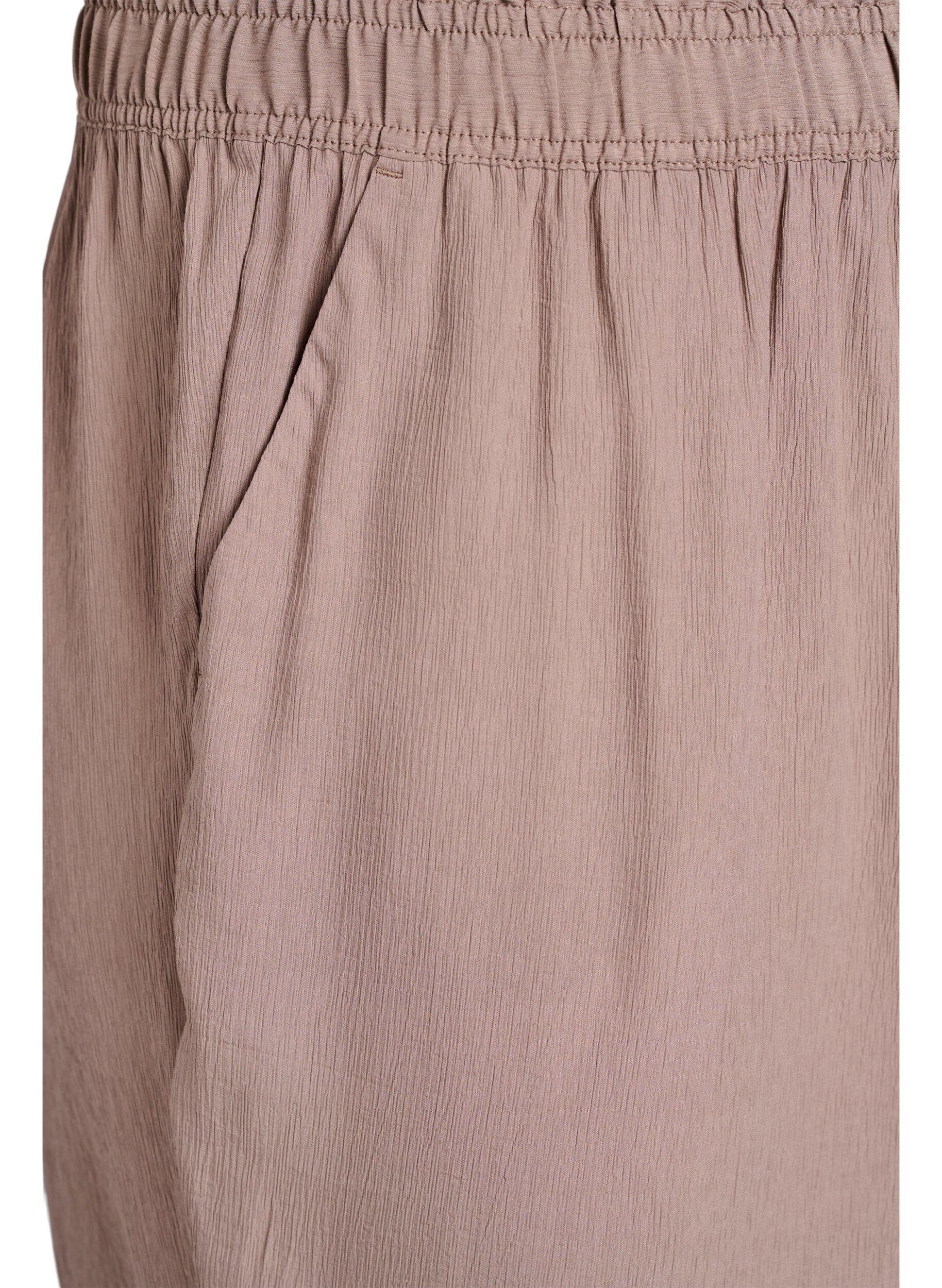 Zizzifashion High-waisted viscose trousers with pockets, Brown, Packshot image number 2
