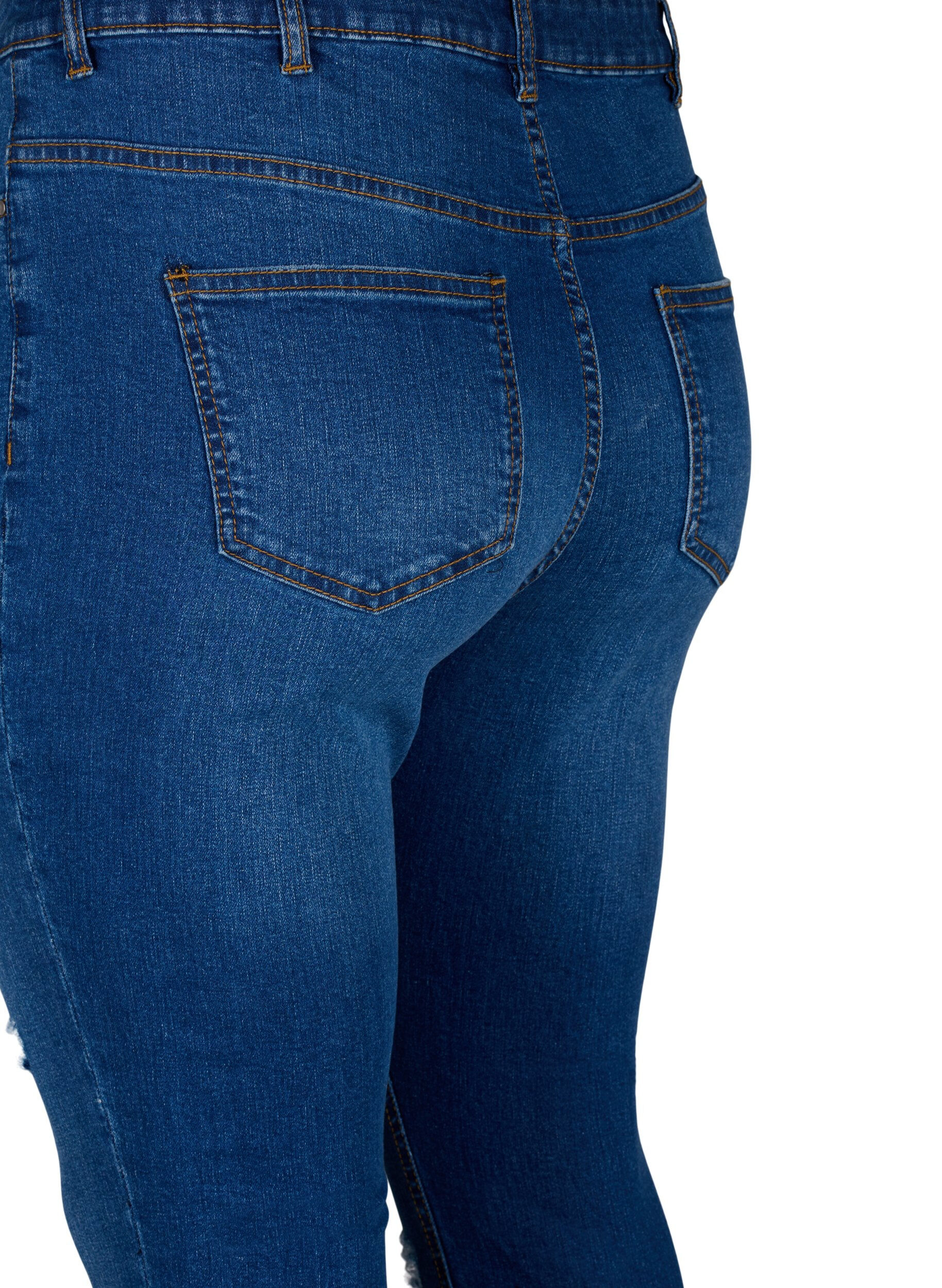 Zizzifashion Slim fit jeans with abrasion details, Blue Denim, Packshot image number 3