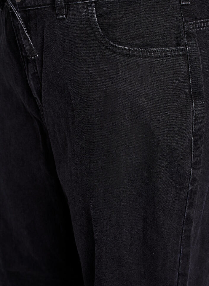 Straight fit jeans with a tie belt, Black, Packshot
