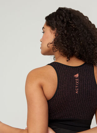 Sports top with glitter, Black Copper, Model image number 2