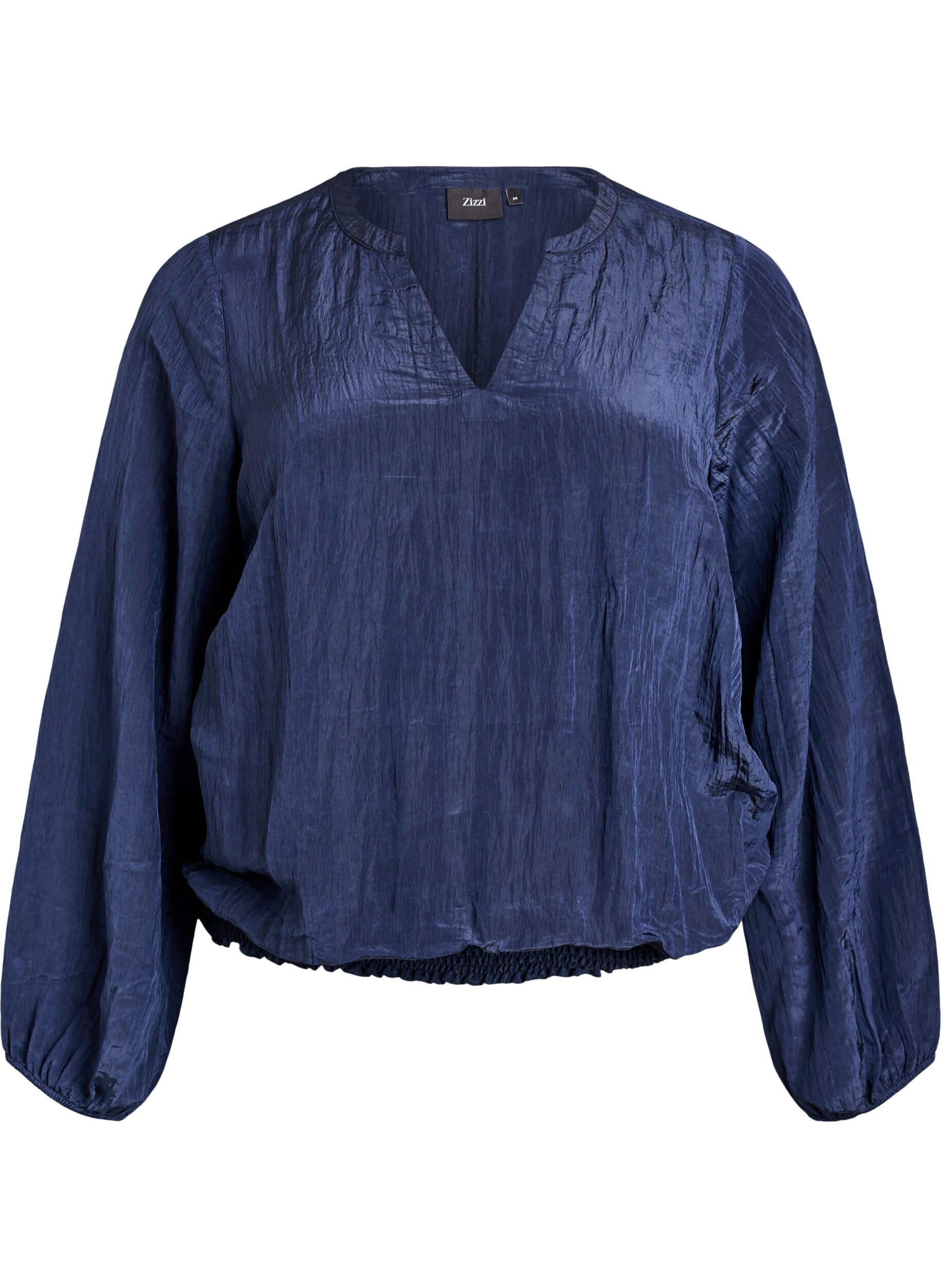 Blouse with V-neck and crinkled texture